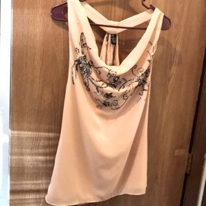 BKE NWT Sequins/Beads/Razor SplitBack Sheer Blouse